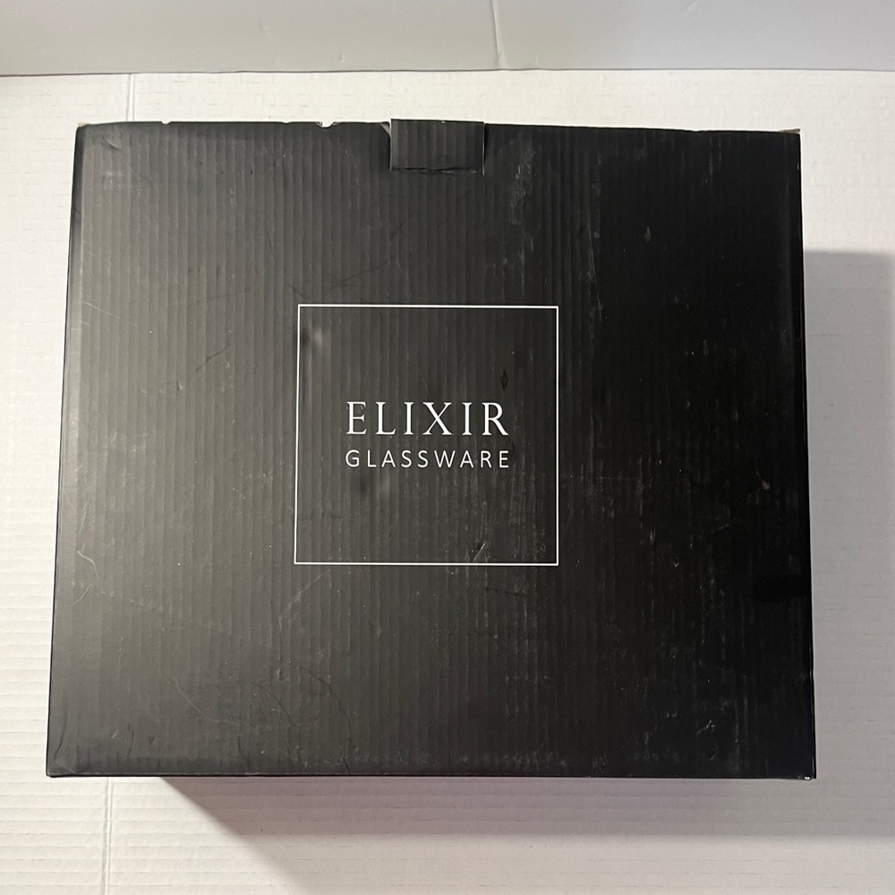 Elixir Square Wine Glasses Set of 4 -‎ Crystal Large (Pack 4), Clear